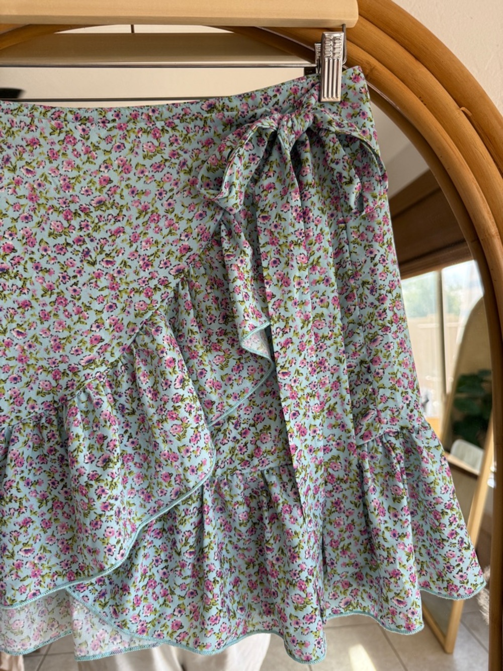 Floral Ruffle Wrap Skirt - Pink & Green - Picture 3 of 5